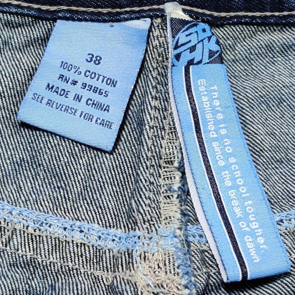Vintage Y2K School Of Hard Knocks Embroidered Skater Carpenter Jeans Size 38X31 - Picture 14 of 15